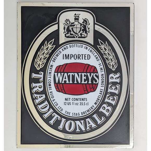 VTG Watneys Imported Red Barrel Beer England Plastic Sign Stand Or Wall Mount - Picture 1 of 9